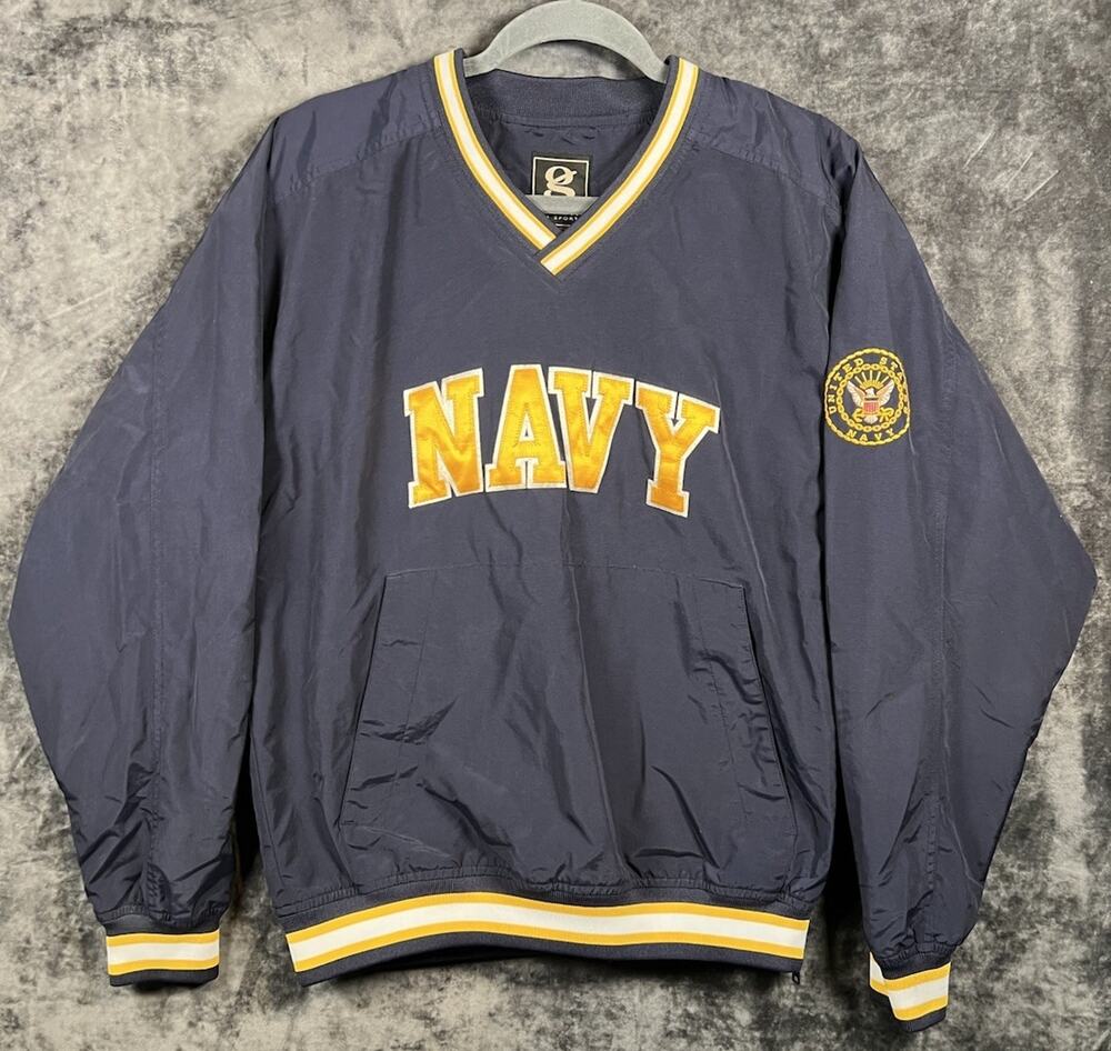 Vintage Navy Pullover Windbreaker Jacket Small Gear For Sports USA